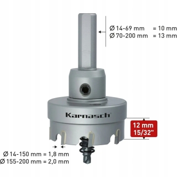 Otwornica ø 47 mm x 12 mm Easy-Cut węglik Karnasch (201020047)