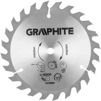 Tarcza do pilarki, widiowa 150 x 10mm, 1.6mm , 24 zęby, Energy+ GRAPHITE (55H666)