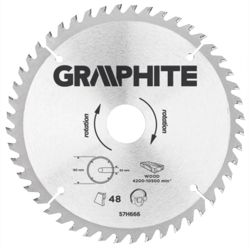 Tarcza do pilarki, widiowa, 185 x 30 mm, 48 zębów GRAPHITE (57H666)