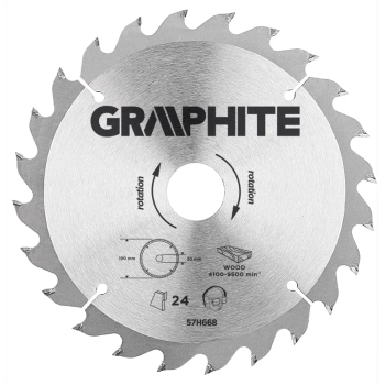 Tarcza do pilarki, widiowa, 190 x 30 mm, 24 zęby GRAPHITE (57H668)