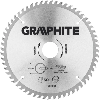 Tarcza do pilarki, widiowa, 185 x 30 mm, 60 zębów GRAPHITE (55H601)