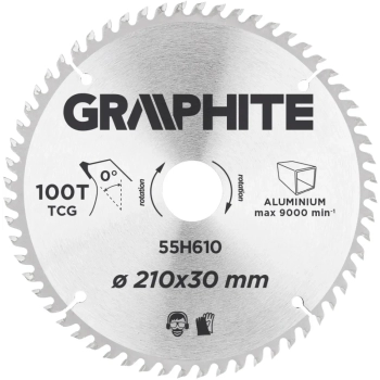 Tarcza do pilarki, widiowa, 210 x 30 mm, 100 zębów, do aluminium GRAPHITE (55H610)