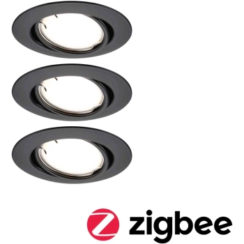 Oprawa do wbudowania BASE COIN LED SH Zigbee wychylna zestaw 3x4.9W 430lm 90mm 3000K IP20 230V czarny matowy / metal