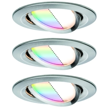 Oprawa do wbudowania NOVA PLUS COIN LED RGBW SH Zigbee wychylna zestaw 3x5.2W 400lm 84mm 2700-6500K IP23 230V szczotkowane żelazo