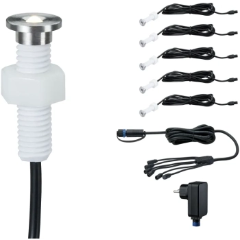 Oprawa do wbudowana Plug & Shine MicroPen II zestaw kompletny 5x0,2W 3000K IP67 24V zestaw dodatkowy srebrny / stal