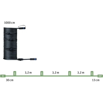 Przewód połączeniowy Plug & Shine 10m 1in-5out IP68 czarny / tworzywo sztuczne