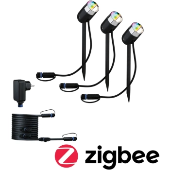 Reflektor ogrodowy Plug & Shine PIKE zestaw 3x4,5W RGBW SH Zigbee IP67 24V antracyt / tworzywo sztuczne