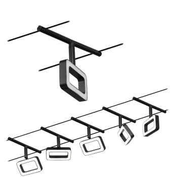 System linkowy DC Frame 5x4,8W Cz mat /Chrom 230V/12V DC 60VA twszt 3000K