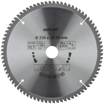 Piła tarczowa do ukośnic  250x30/20x3,2 mm HM Wolfcraft