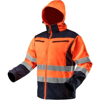 Kurtka robocza ostrzegawcza softshell z kapturem, pomarańczowa, rozmiar XXL Neo (81-701-XXL)