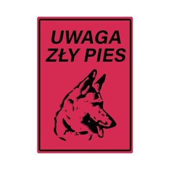 Tablica informacyjna 140x200mm Uwaga! Zły Pies głowa aluminiowa