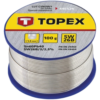 Lut cynowy 60% Sn, drut 1.5 mm, 100 g TOPEX (44E524)