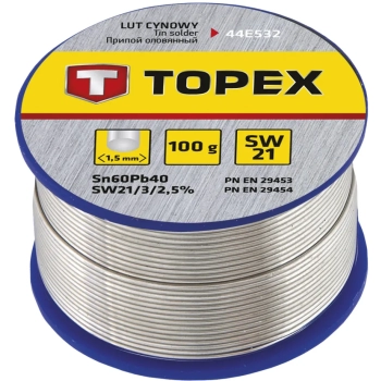 Lut cynowy 60% Sn, drut 1.5 mm, 100 g TOPEX (44E532)