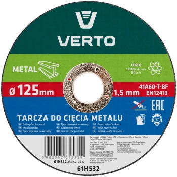 Tarcza tnąca do metalu 125 x 1.5 x 22.2 mm VERTO (61H532)